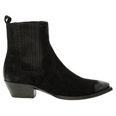 Saint Laurent Lukas 40 Schwarze Western-Stiefeletten aus Wildleder Größe 37