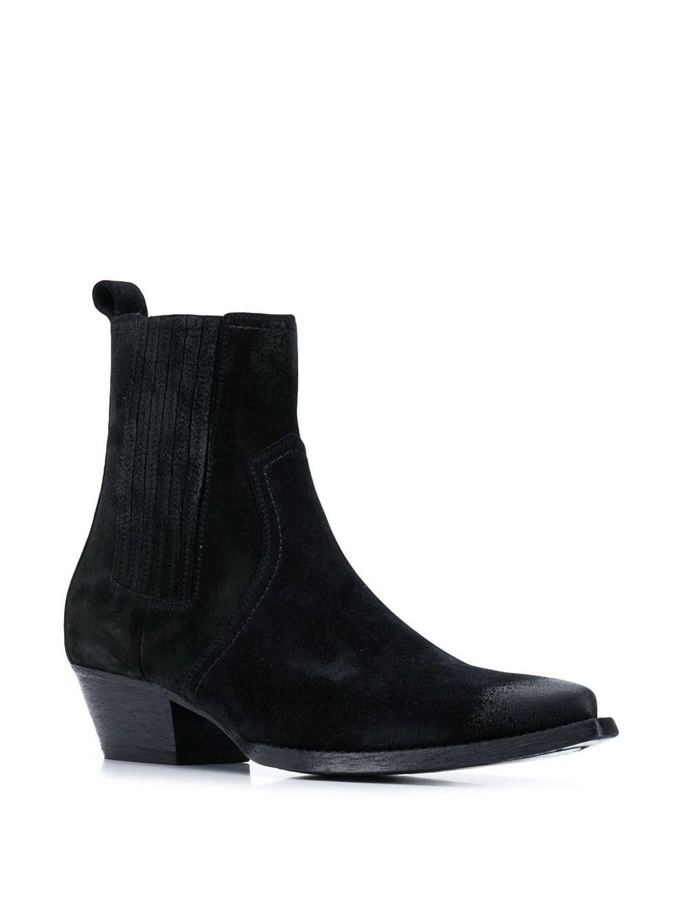 Saint Laurent Lukas 40 Black Suede Leather Western Ankle Boots Size 39 ...