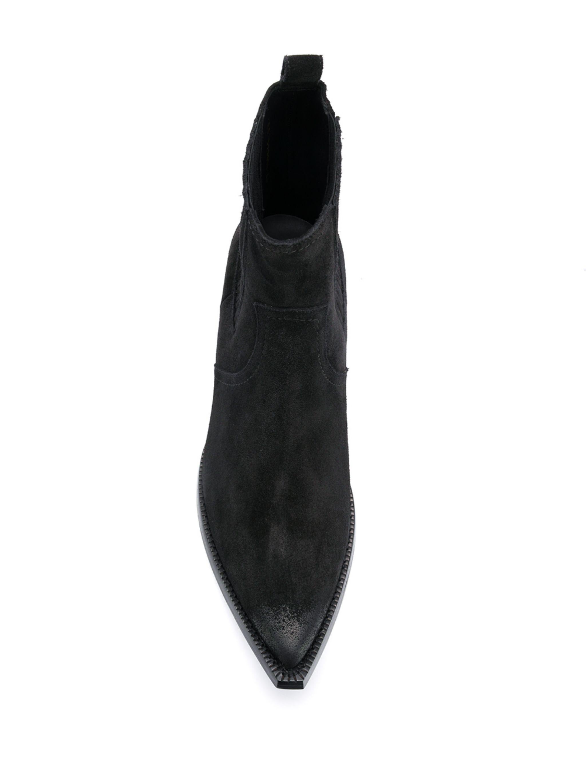 Saint Laurent Lukas 40 Black Suede Leather Western Ankle Boots Size 39 ...