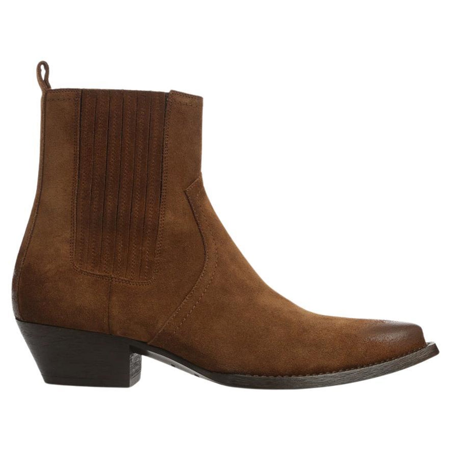 Saint Laurent Lukas 40 Brown Suede Leather Western Ankle Boots Size 37 For  Sale at 1stDibs
