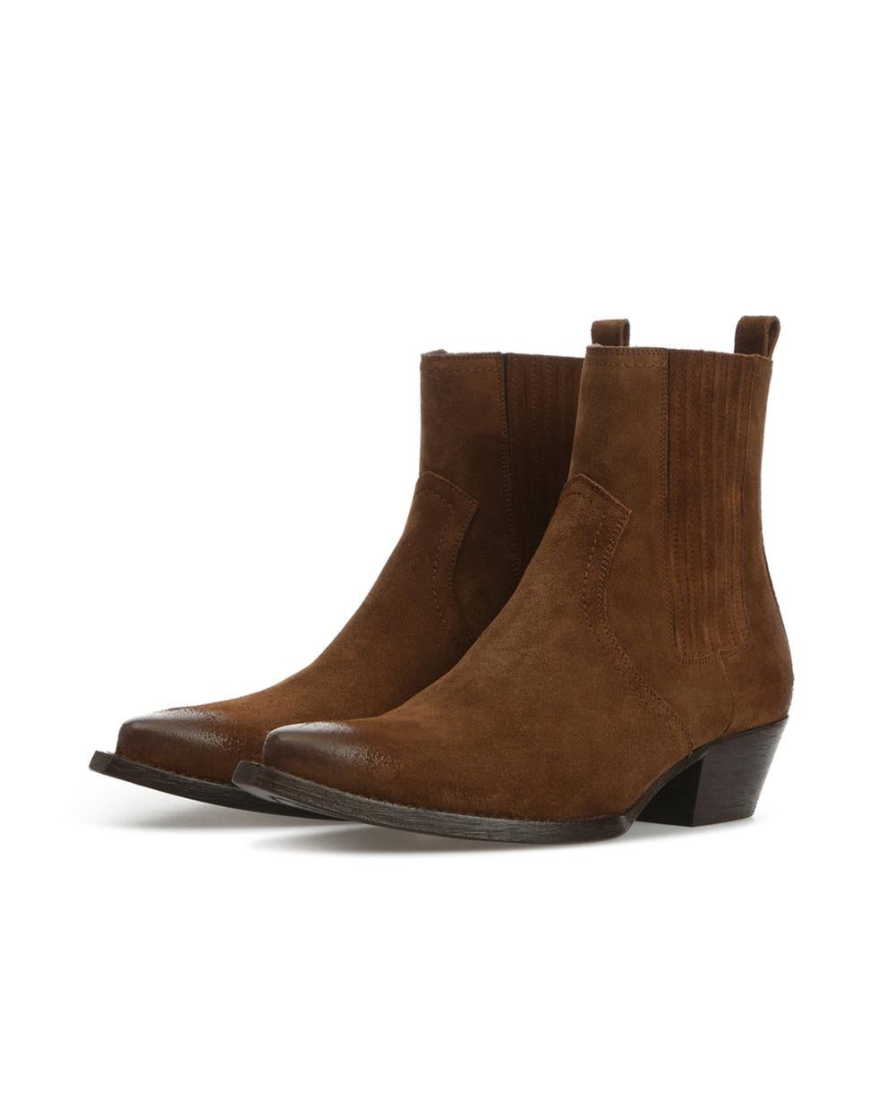 Saint Laurent Lukas 40 Western-Stiefeletten aus braunem Wildleder, Größe 39 (Braun)