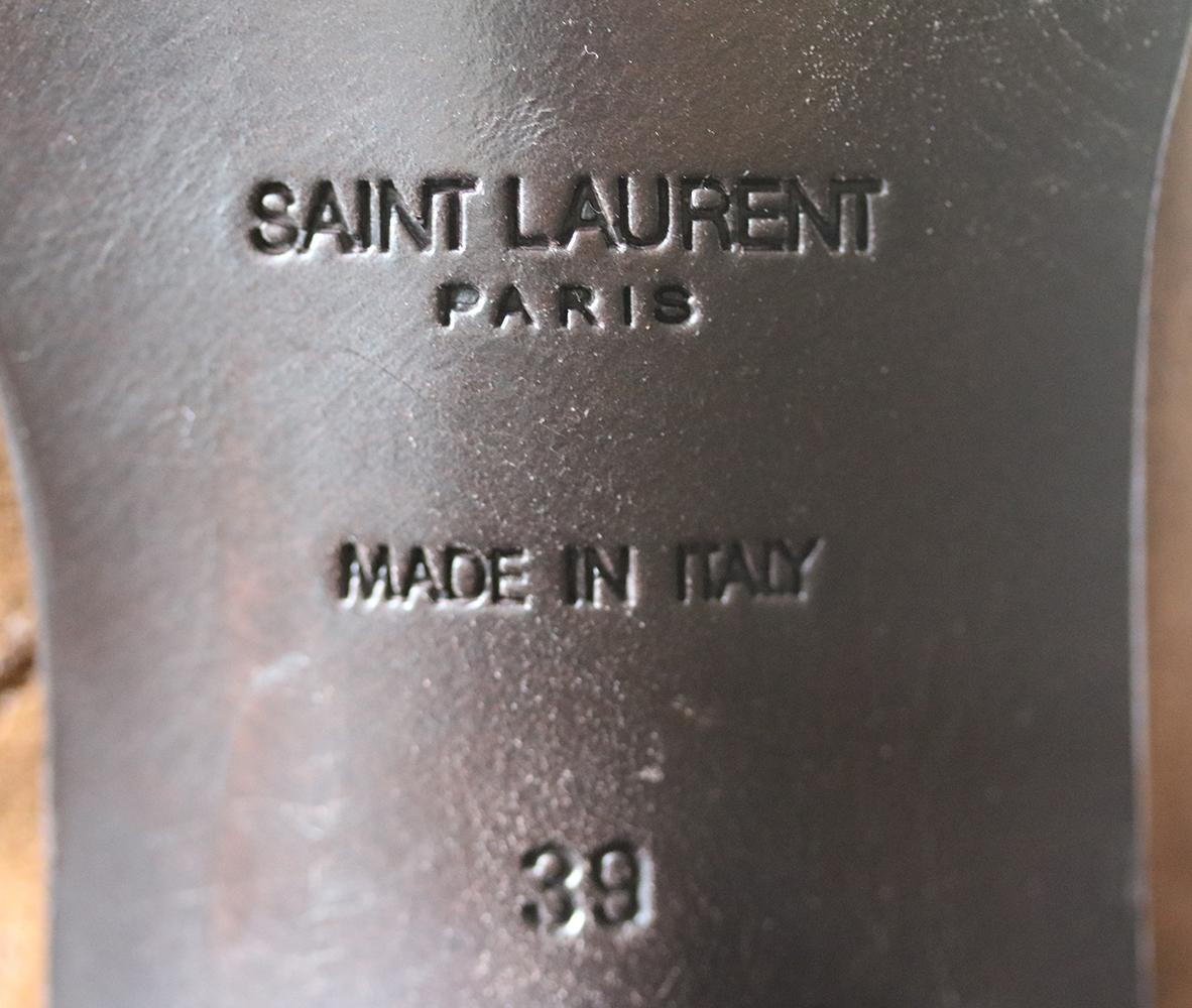 Brown Saint Laurent Lukas Distressed Fringe Suede Ankle Boots