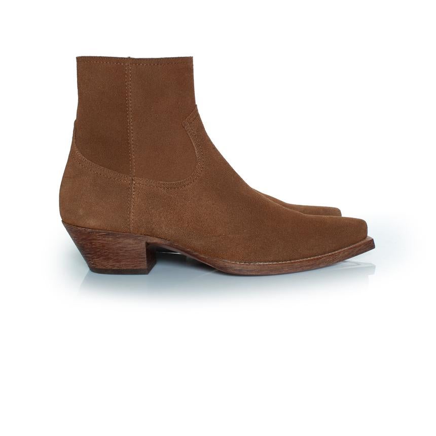Saint Laurent, bottes en daim Lukas en marron Pour hommes en vente
