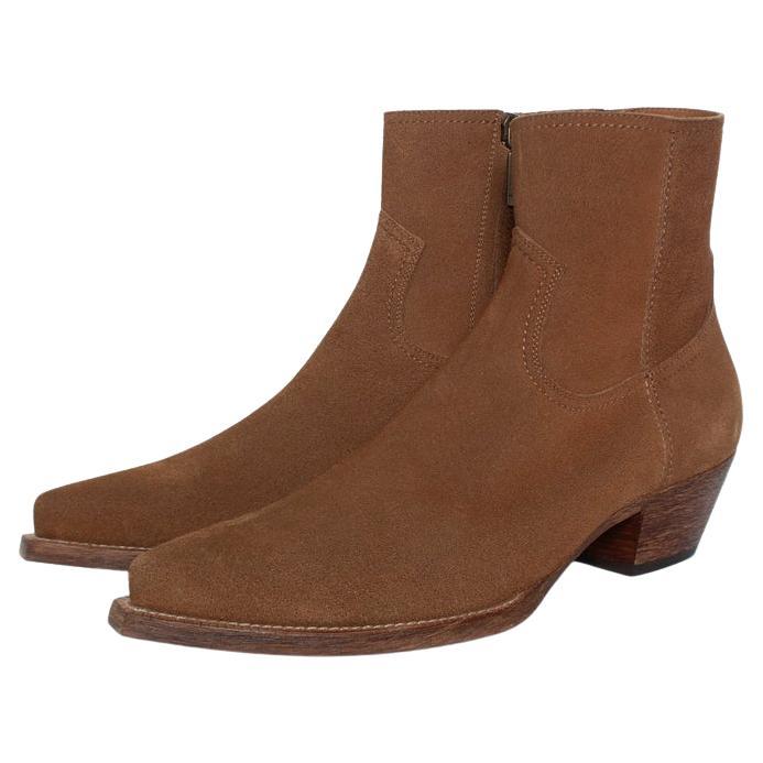 Saint Laurent, bottes en daim Lukas en marron en vente