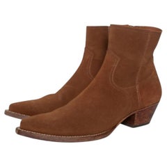 Saint Laurent, Lukas western boots in brown suede