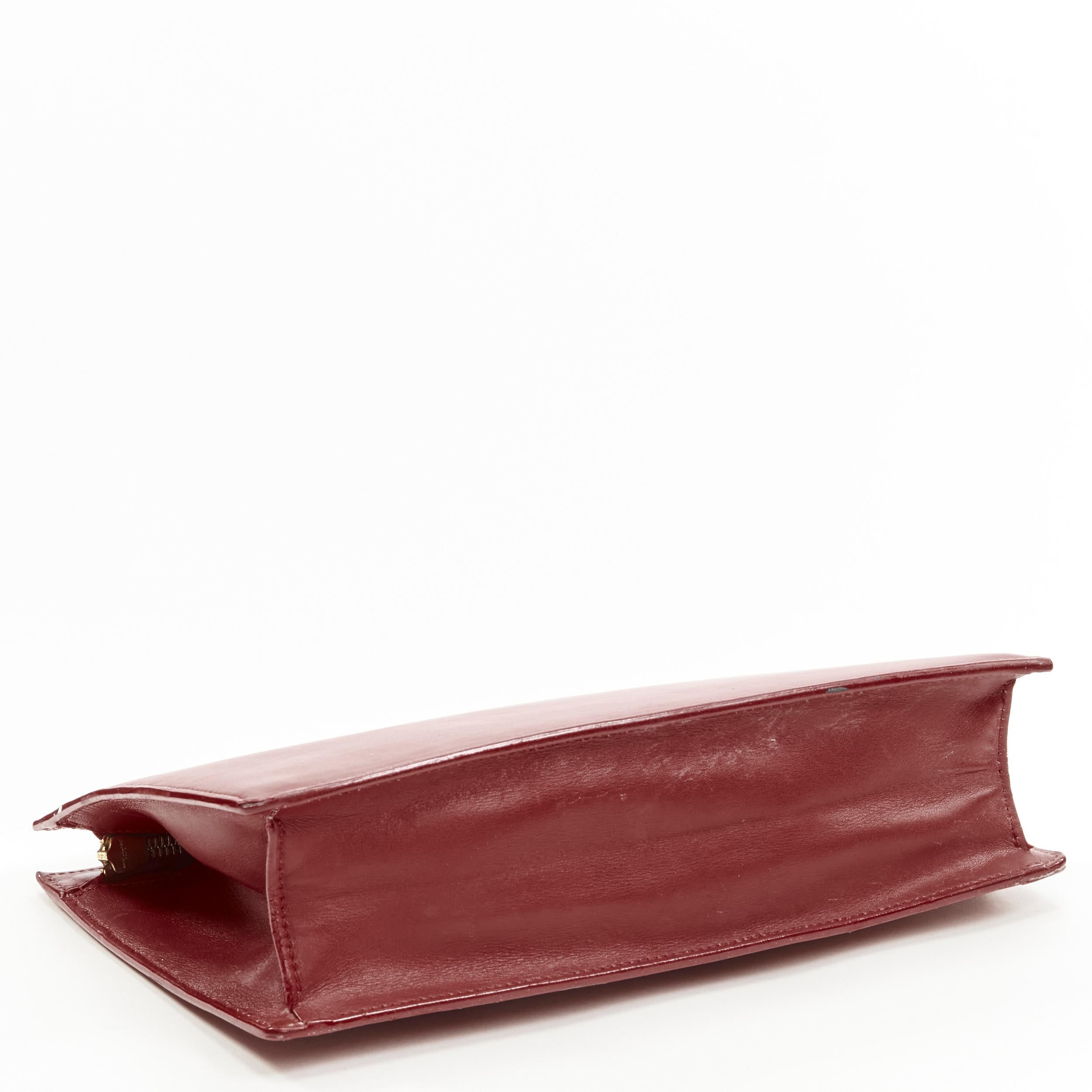 Women's SAINT LAURENT Lutetia gold metal bar red leather rectangular clutch bag
