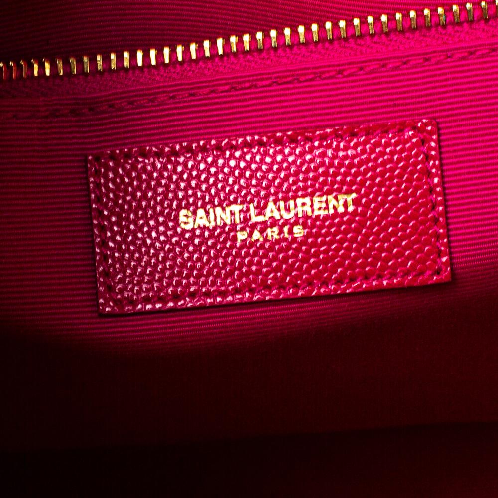 Saint Laurent Magenta Grained Leather Museum Briefcase 3