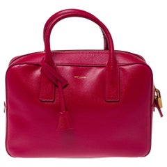 Saint Laurent Magenta Grained Leather Museum Briefcase