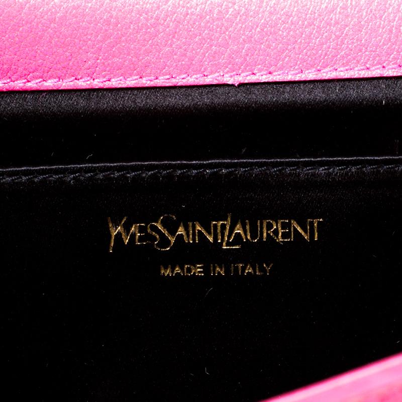 Saint Laurent Magenta Leather Belle De Jour Flap Clutch 1