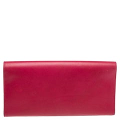 Saint Laurent Magenta Leather Cassandre Clutch