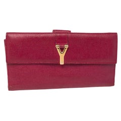 Saint Laurent Magenta Leather Classic Y Flap Continental Wallet