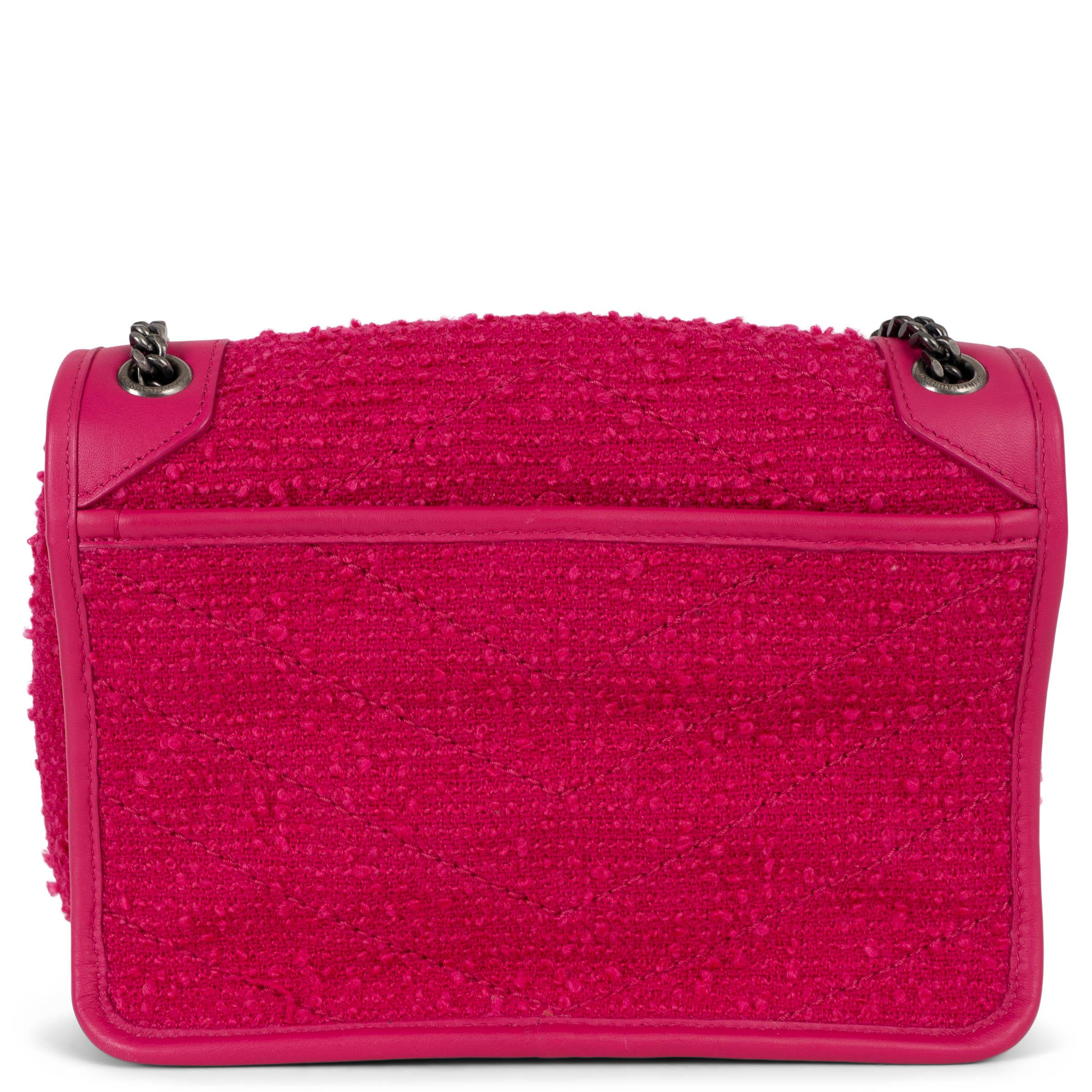 Rosa SAINT LAURENT Borsa a tracolla NIKI BABY in tweed rosa magenta 2022 in vendita