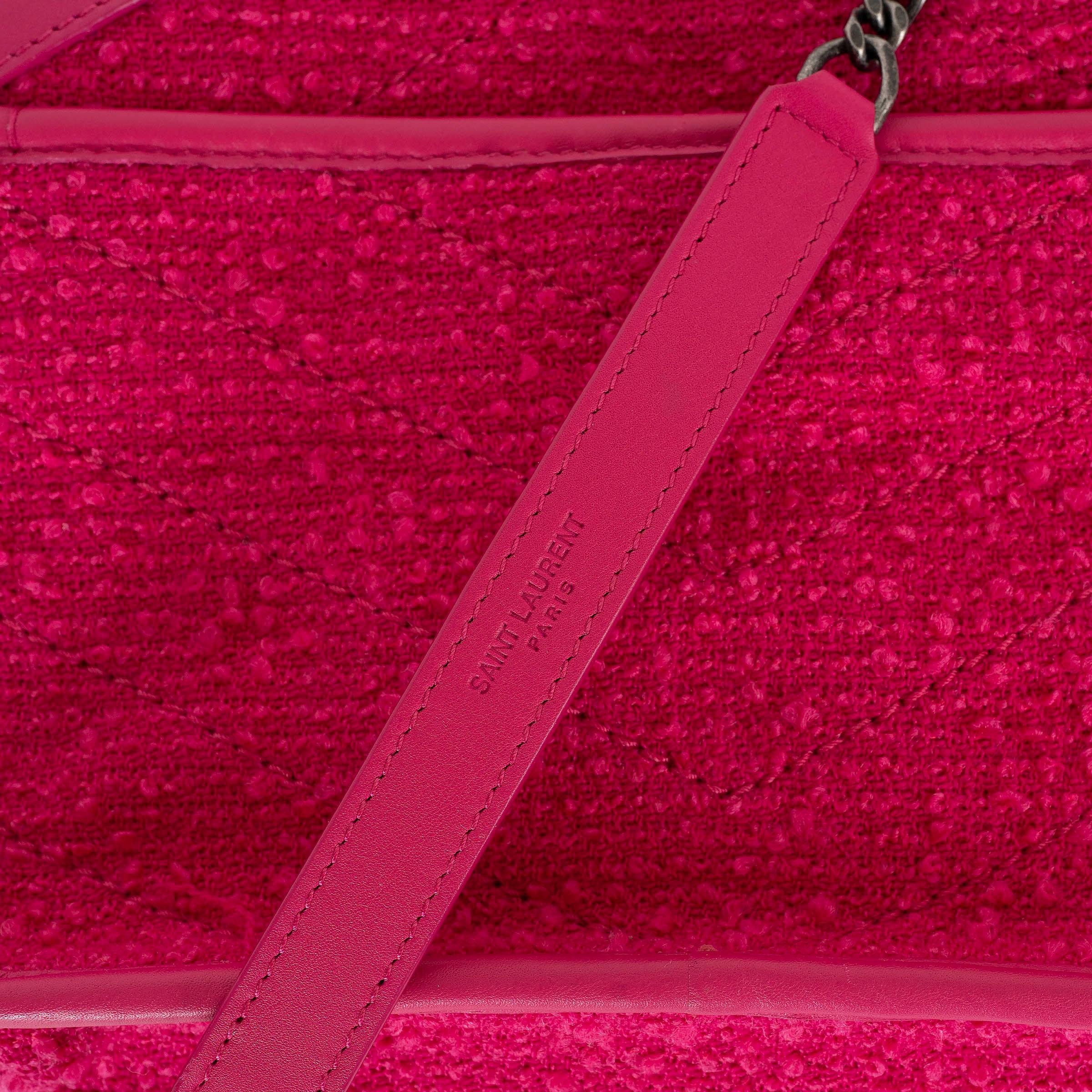 SAINT LAURENT Borsa a tracolla NIKI BABY in tweed rosa magenta 2022 in vendita 2