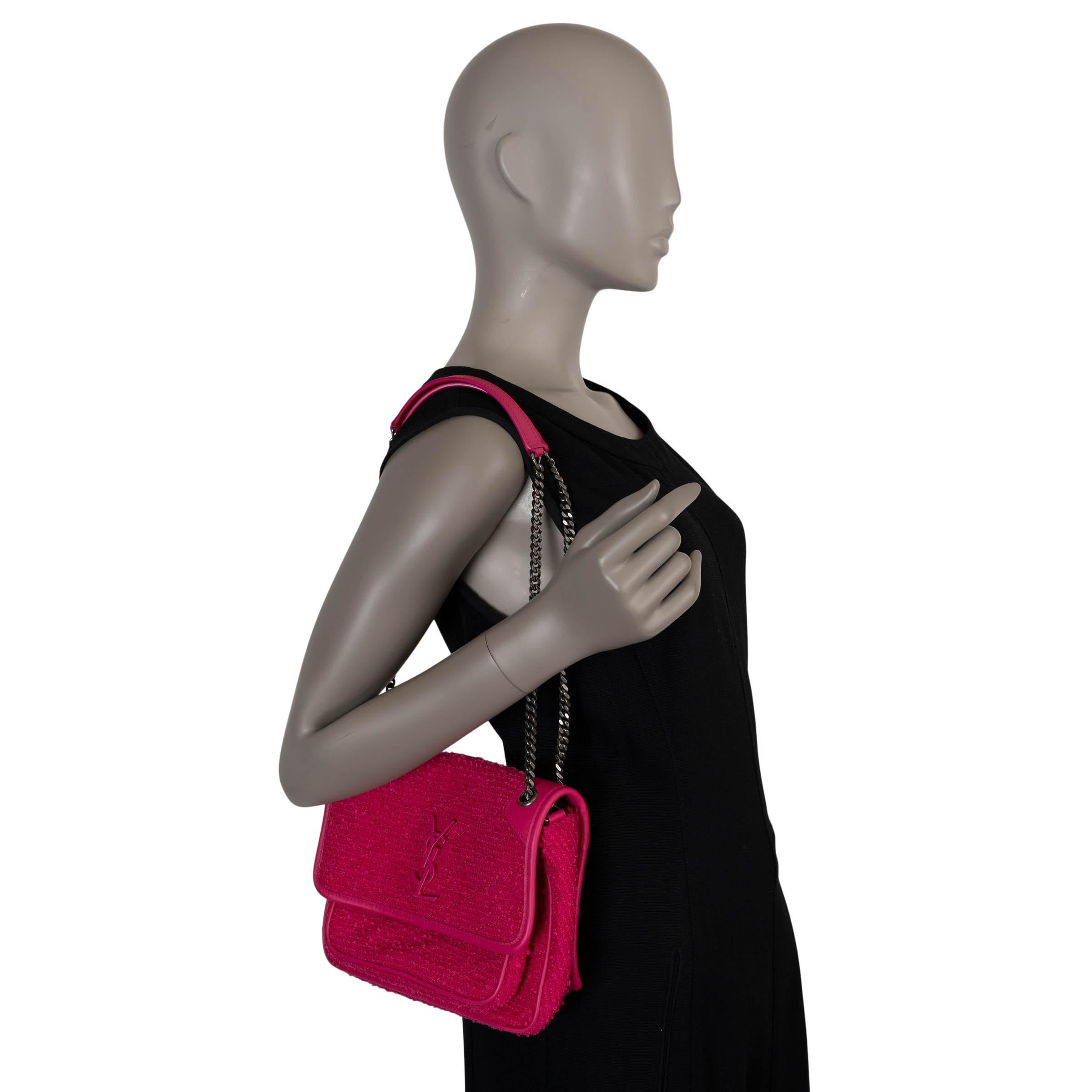 SAINT LAURENT Borsa a tracolla NIKI BABY in tweed rosa magenta 2022 in vendita 3