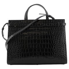 Saint Laurent Manhattan Tote Crocodile Embossed Leather Small