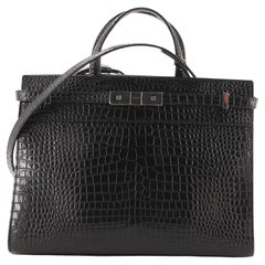 Saint Laurent Manhattan Tote Crocodile Embossed Leather Small