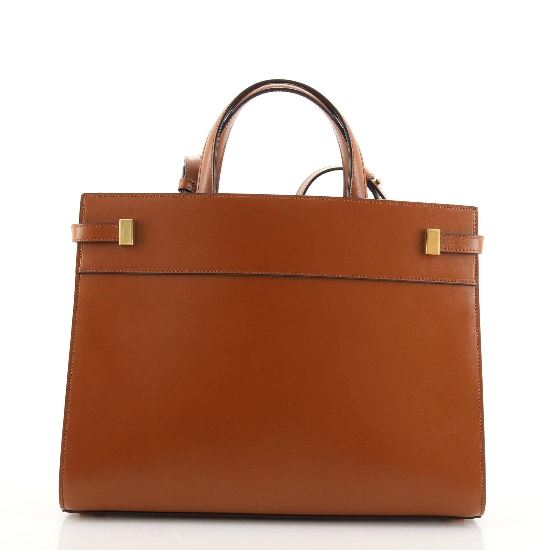 Brown Saint Laurent Manhattan Tote Leather Small