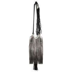 Saint Laurent Mansour Small Chain Fringed Embellished Leather Bucket Bag