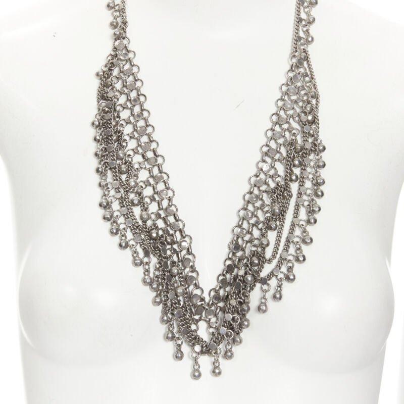 SAINT LAURENT Marrakech, collana in argento antico con palline e charme in vendita 3