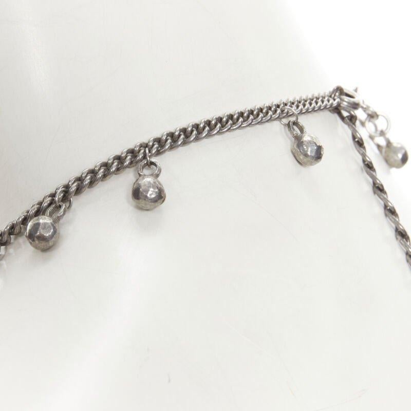 SAINT LAURENT Marrakech, collana in argento antico con palline e charme in vendita 5
