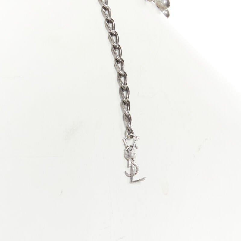 SAINT LAURENT Marrakech, collana in argento antico con palline e charme in vendita 6