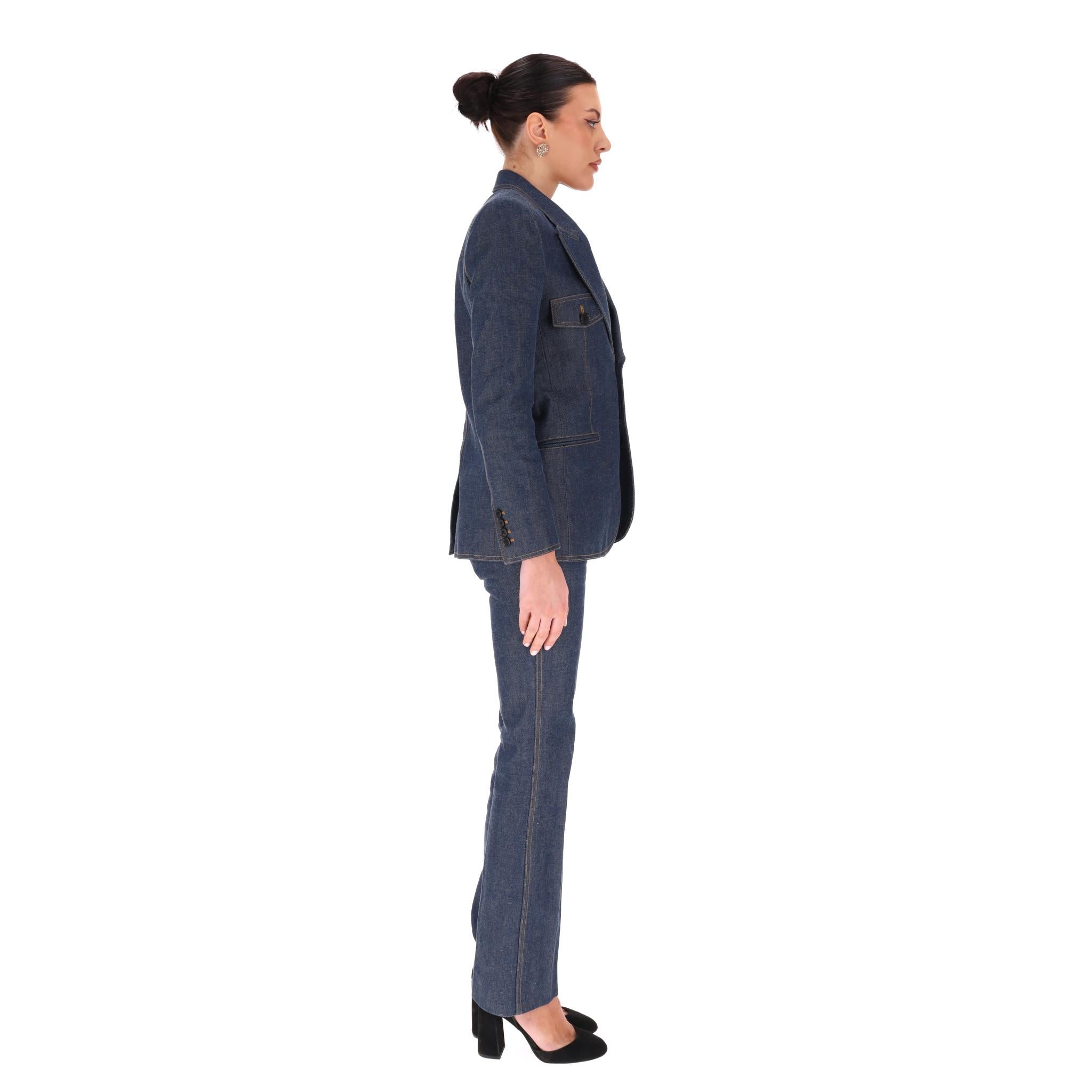 Noir Saint Laurent - Veste et pantalon en jean assortis en vente