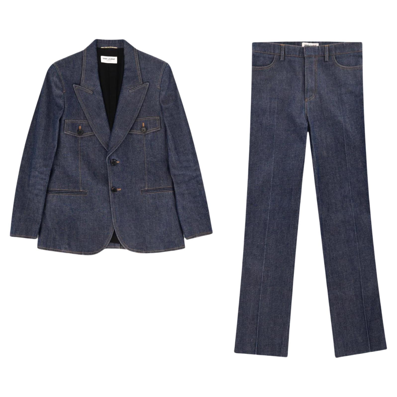 Saint Laurent - Veste et pantalon en jean assortis en vente