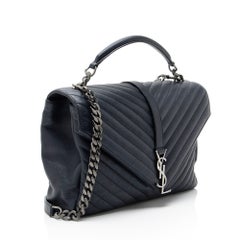 Saint Laurent Matelasse Calfskin Monogram College Large Shoulder Bag