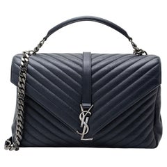 Saint Laurent Matelasse Calfskin Monogram College Large Shoulder Bag