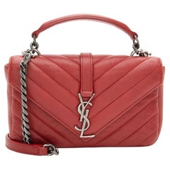 Saint Laurent Matelasse Calfskin Monogram College Mini Shoulder Bag