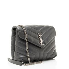 Saint Laurent Matelasse Calfskin Monogram LouLou Chain Small Shoulder Bag