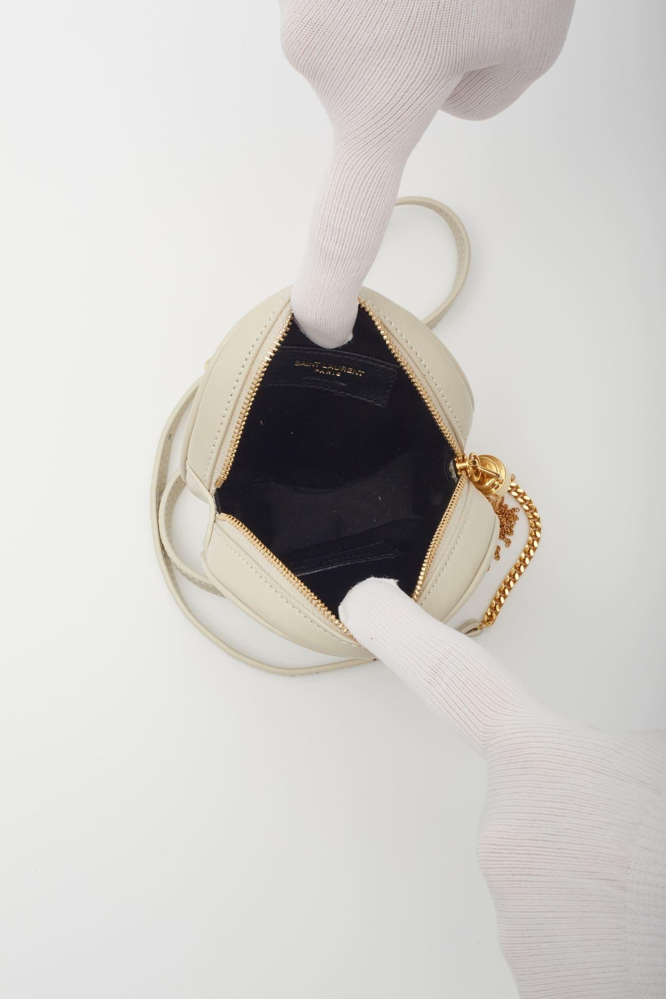 Saint Laurent Matelasse Chevron Ivory Round Bag 2