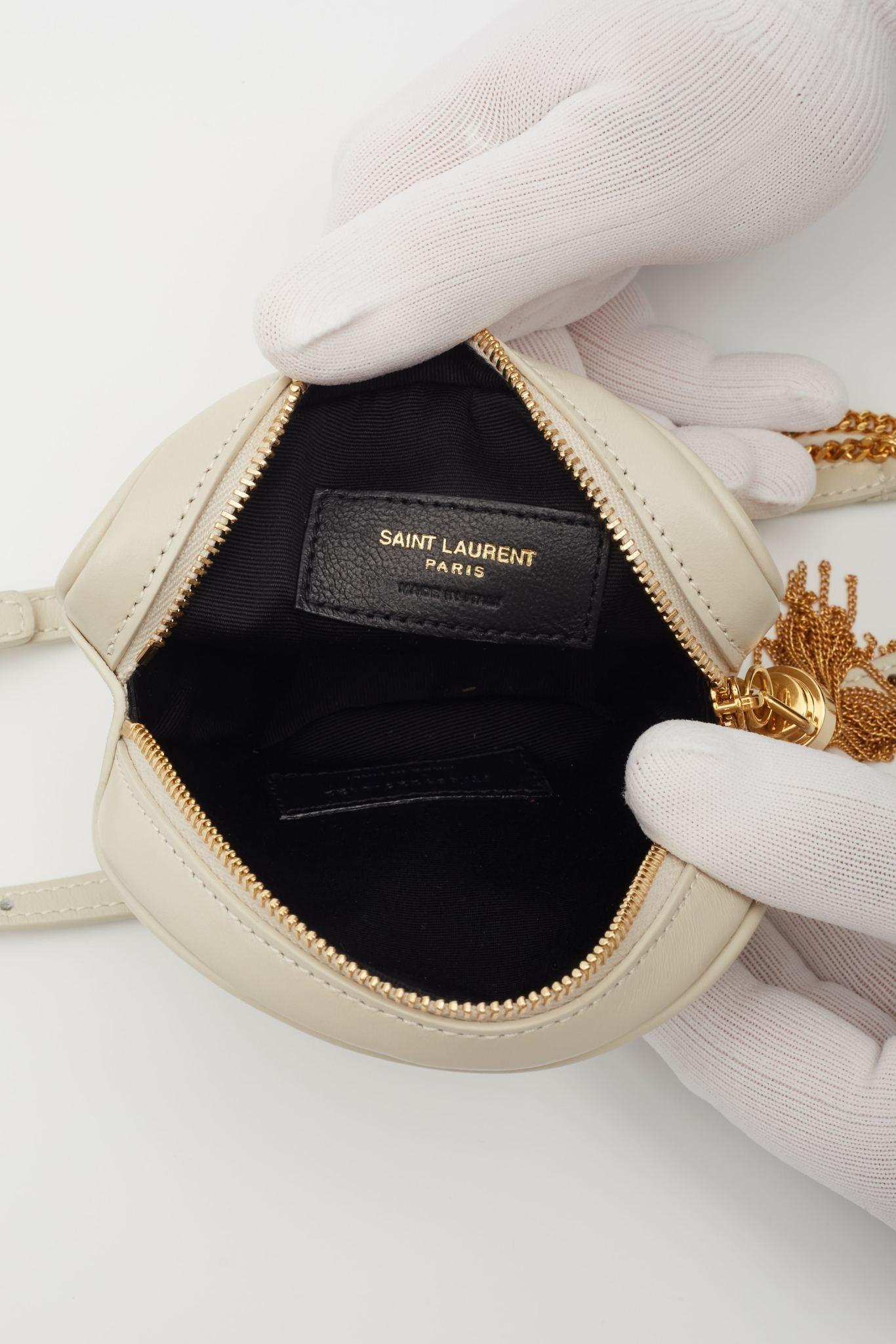 Saint Laurent Matelasse Chevron Ivory Round Bag 3