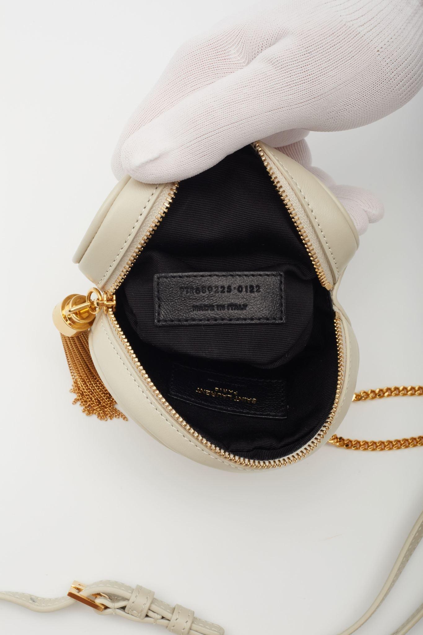 Saint Laurent Matelasse Chevron Ivory Round Bag 4