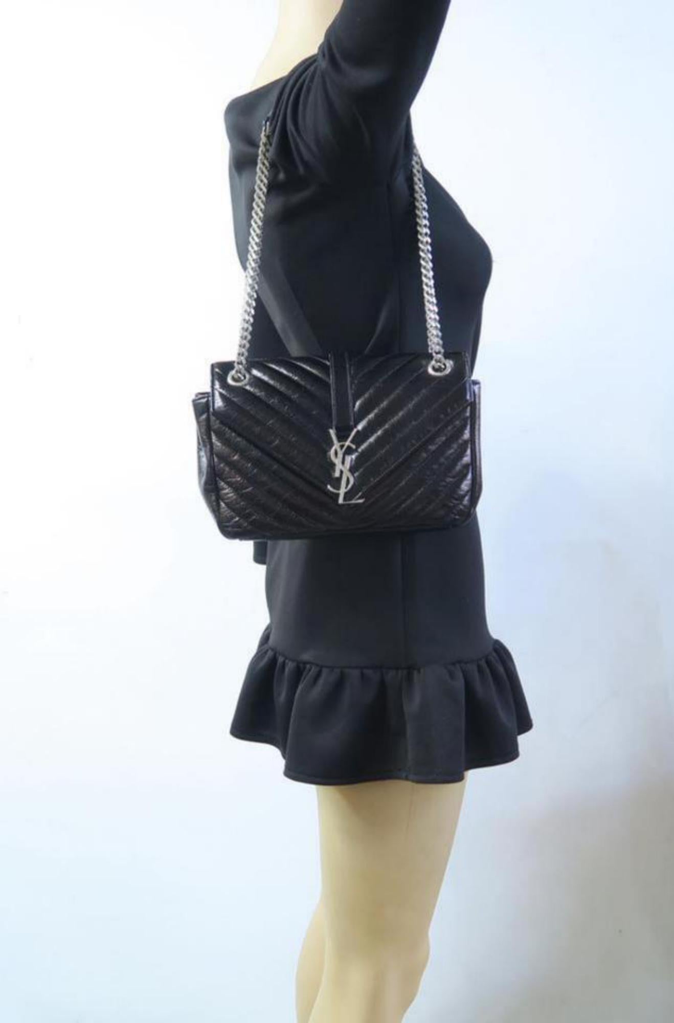 Saint Laurent Matelasse  College Monogram 2way Flap 868510 Black Shoulder Bag For Sale 1