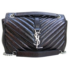 Saint Laurent Matelasse College Monogram 2way Flap 868510 Black Shoulder Bag