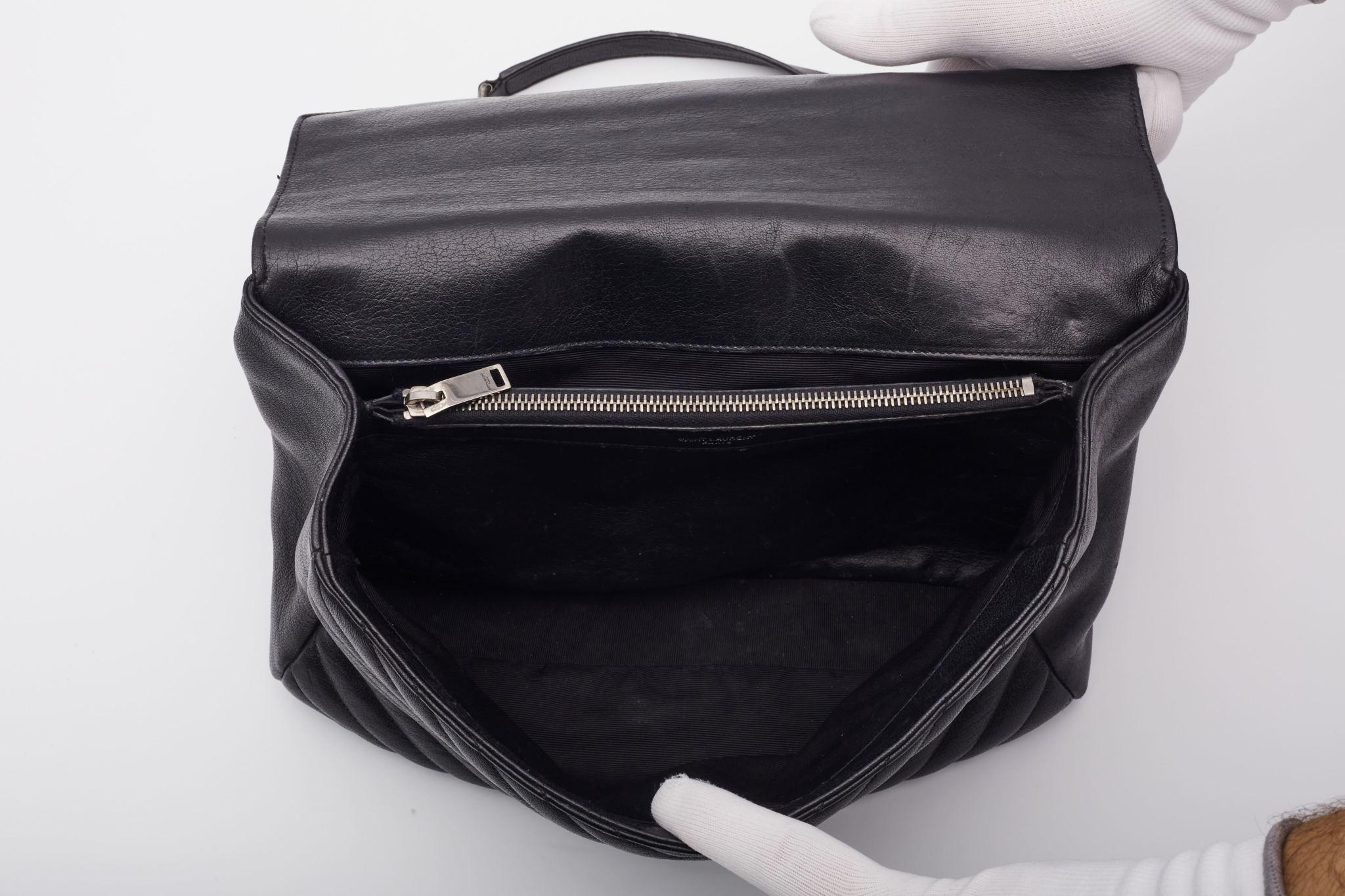 Saint Laurent Matelasse College Satchel Bag Large Black 6