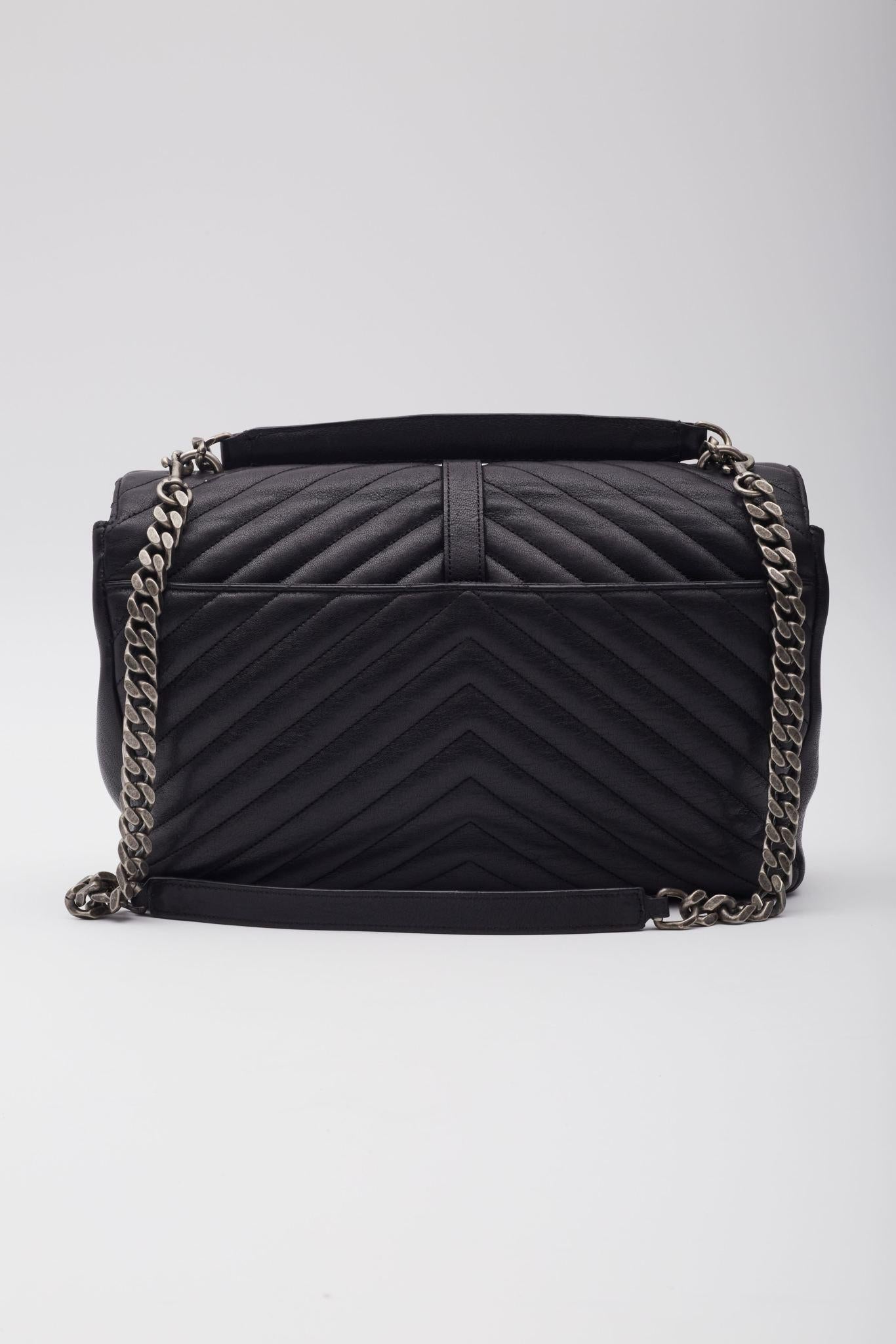 Saint Laurent Matelasse College Satchel Bag Large Black 1
