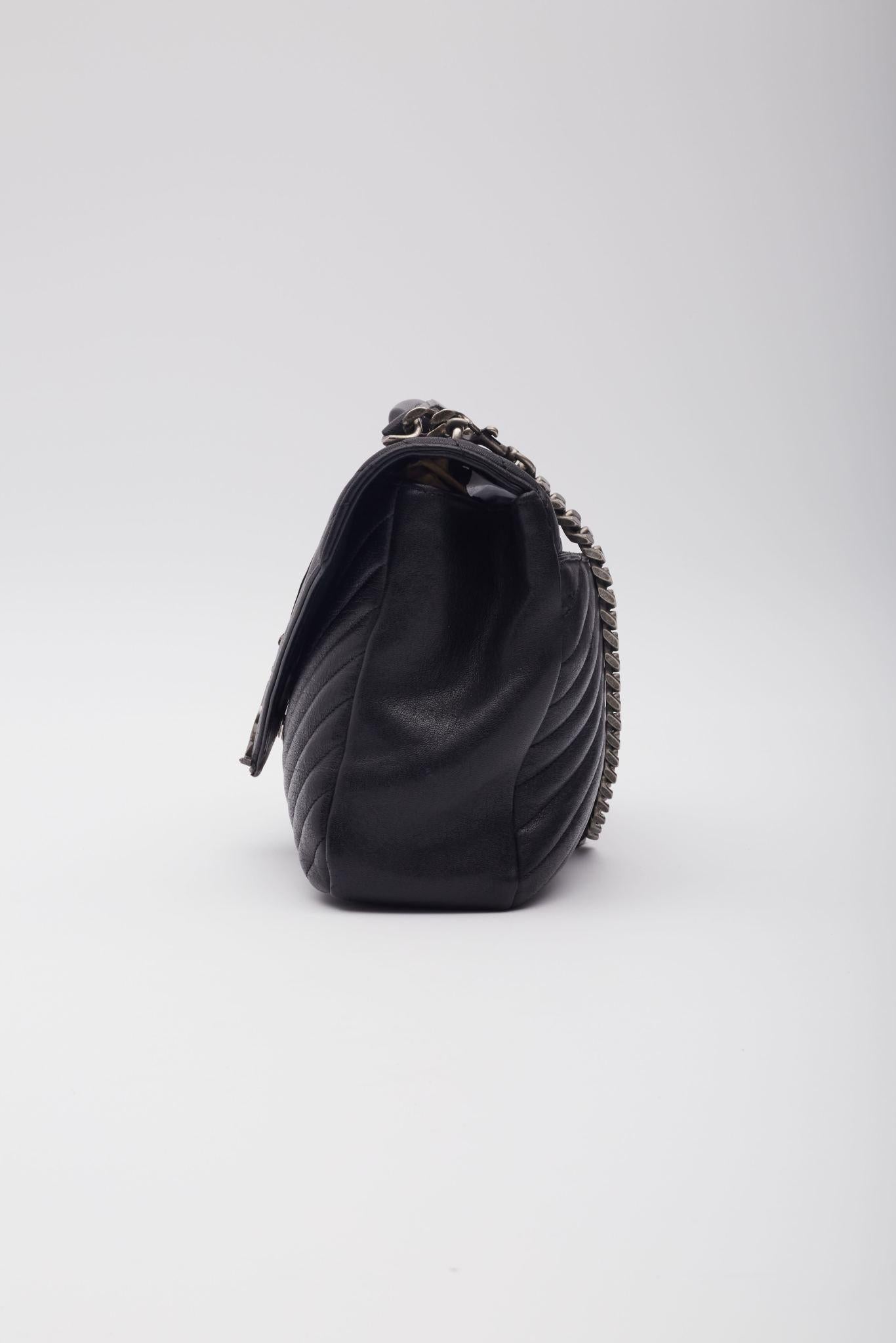 Saint Laurent Matelasse College Satchel Bag Large Black 2