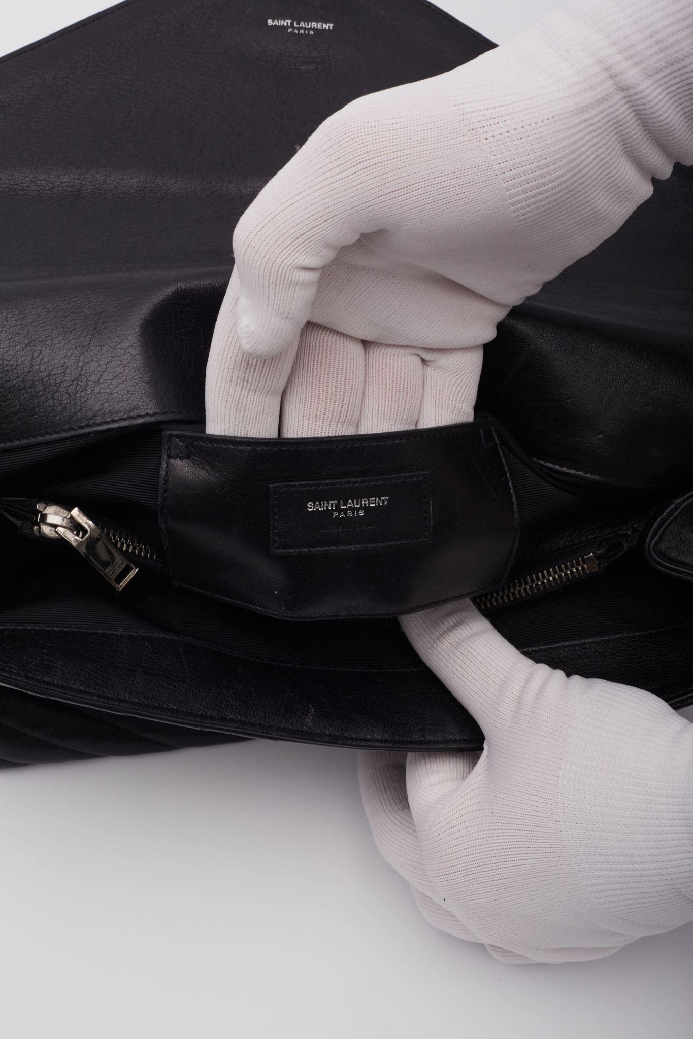 Saint Laurent Matelasse College Satchel Bag Large Black 4