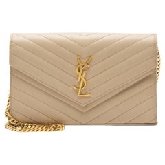 Saint Laurent Matelasse Grain de Poudre Monogram Chain Wallet
