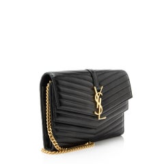 Saint Laurent Matelasse Lambskin Monogram Sulpice Chain Wallet