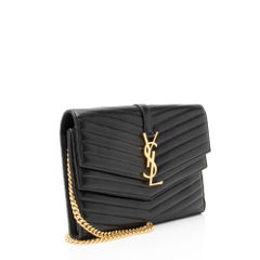 Saint Laurent Matelasse Lambskin Monogram Sulpice Chain Wallet