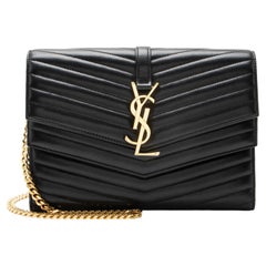 Saint Laurent Matelasse Lambskin Monogram Sulpice Chain Wallet