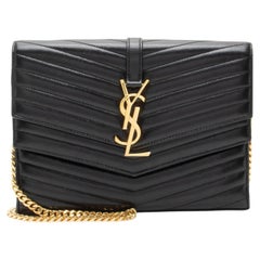 Saint Laurent Matelasse Lambskin Monogram Sulpice Chain Wallet