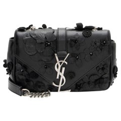 Saint Laurent Matelasse Leather Floral Applique Monogram Classic Baby Chain Bag