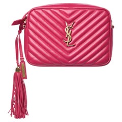 Saint Laurent Lou Camera Pink Matelassé Leather Bag