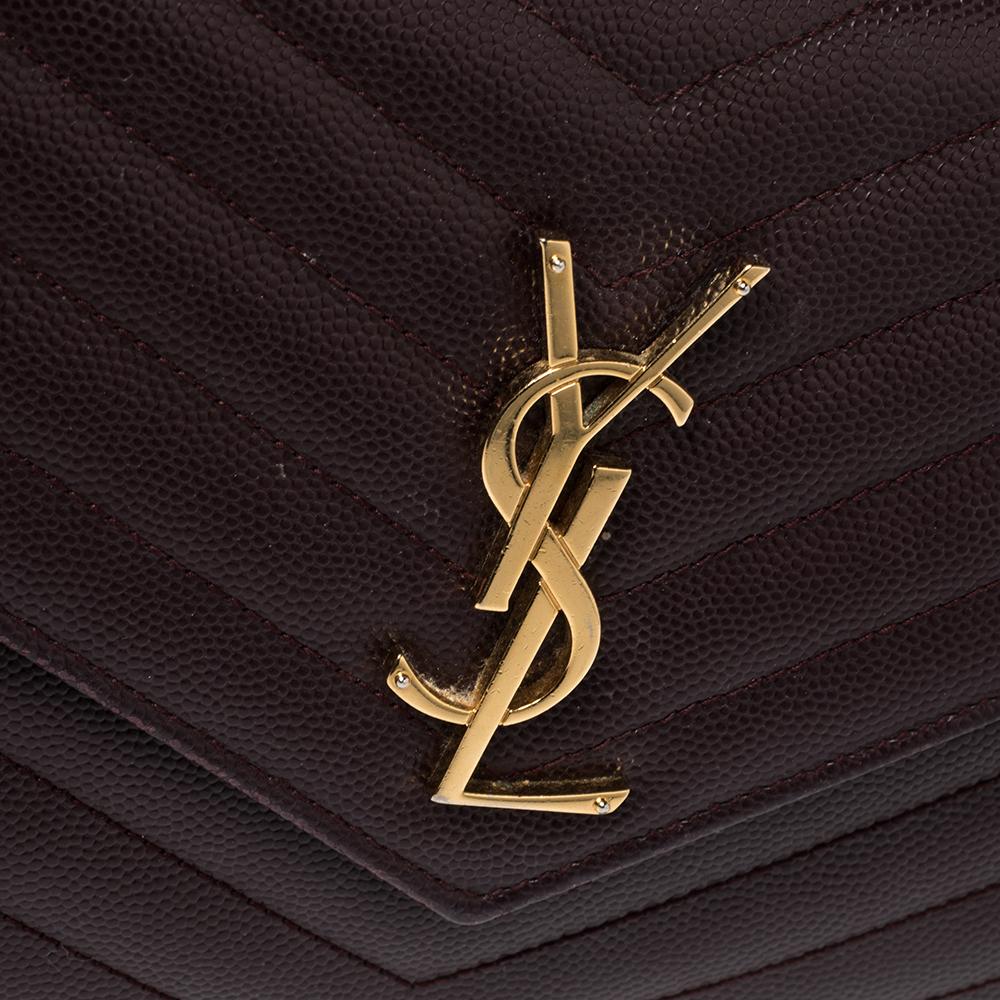 Women's Saint Laurent Matelassé Leather Monogram Envelope Wallet on Chain