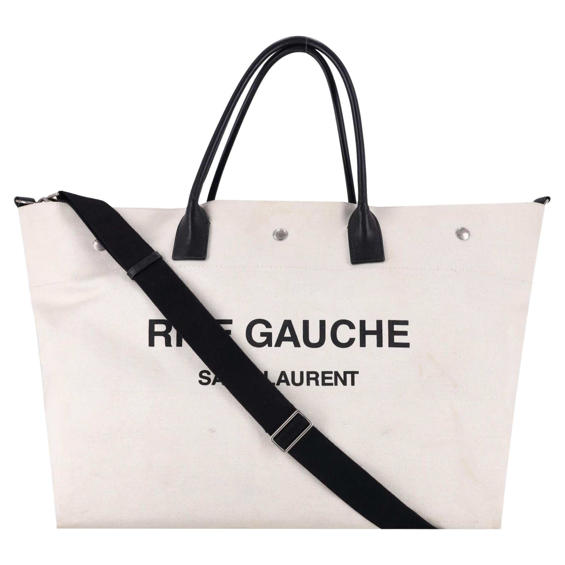 Saint Laurent Maxi Rive Gauche Canvas Tote Bag For Sale