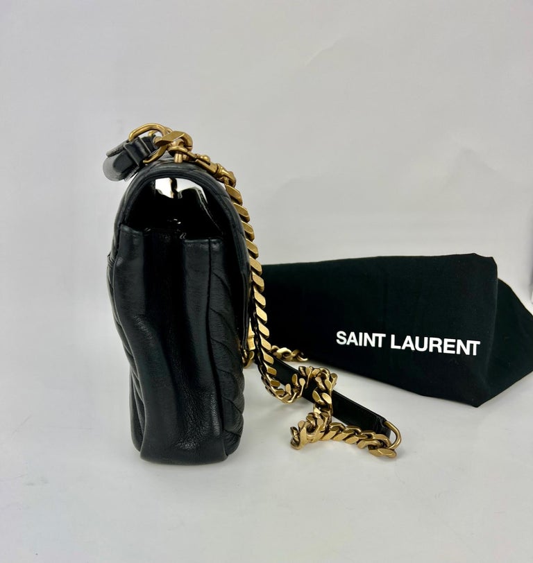 Saint Laurent Beige Canvas & Black Leather Monogram All Over Medium Satchel, myGemma